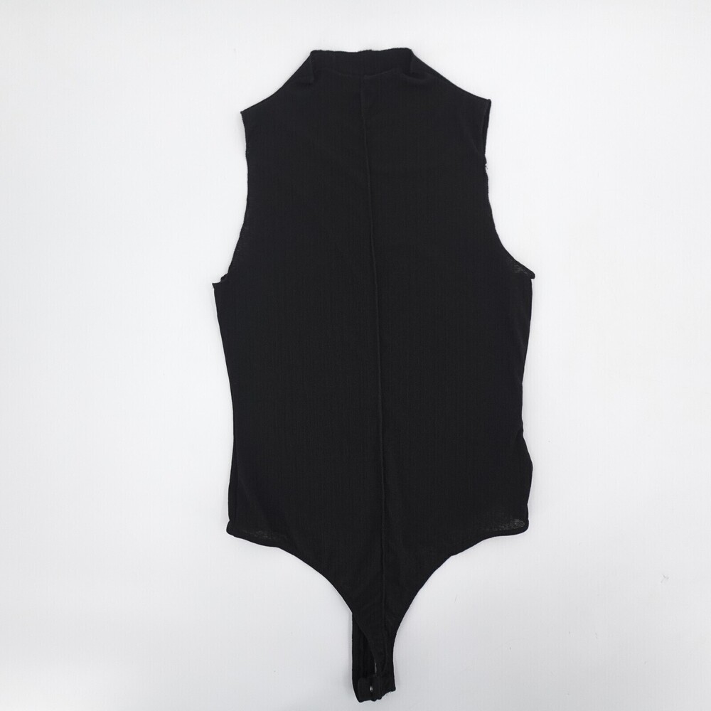 21 Saints Bodysuit Top Women Medium Black High Neck Sleeveless